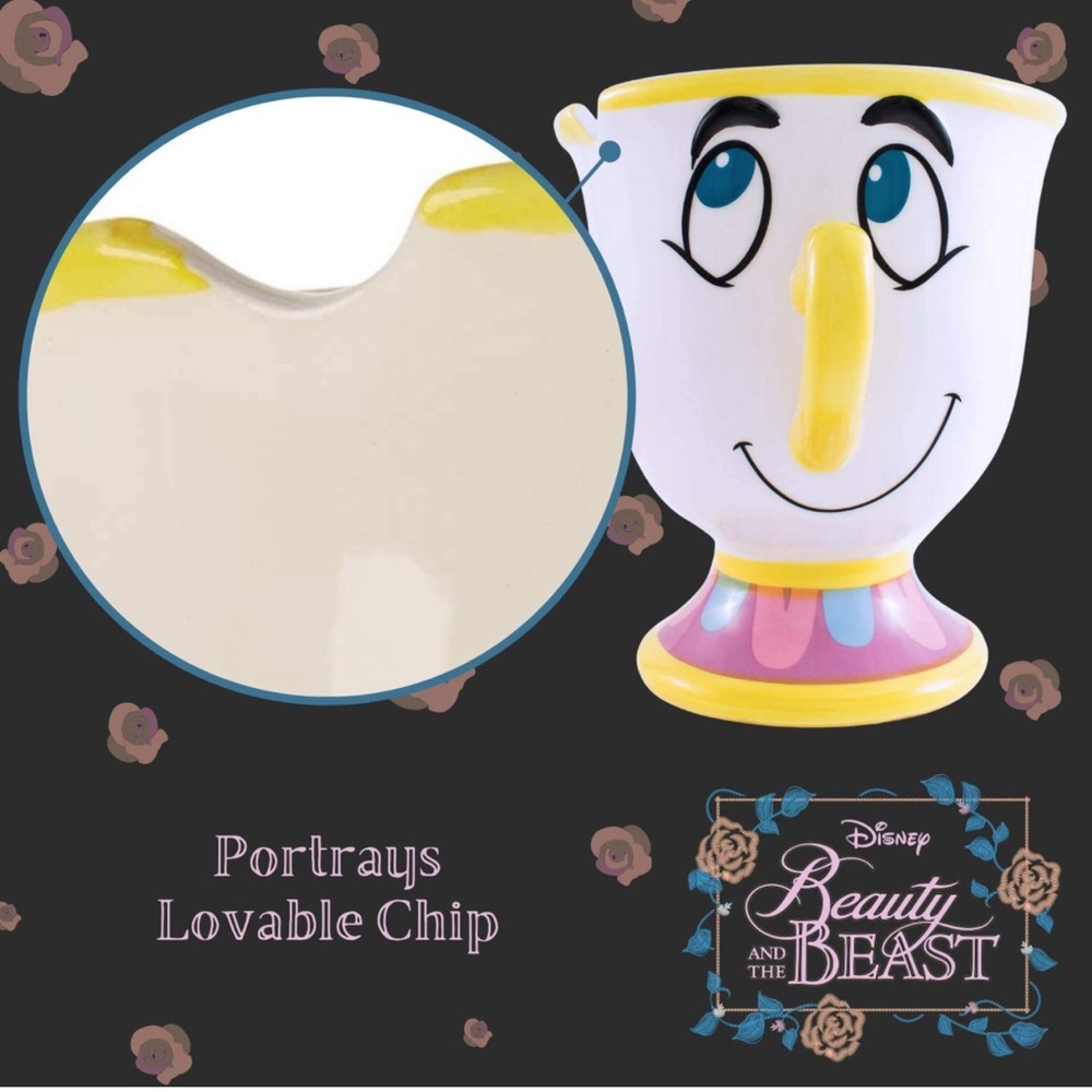 NEW!! BEAUTY AND THE BEAST Chip 3D Ceramic Cup 20oz